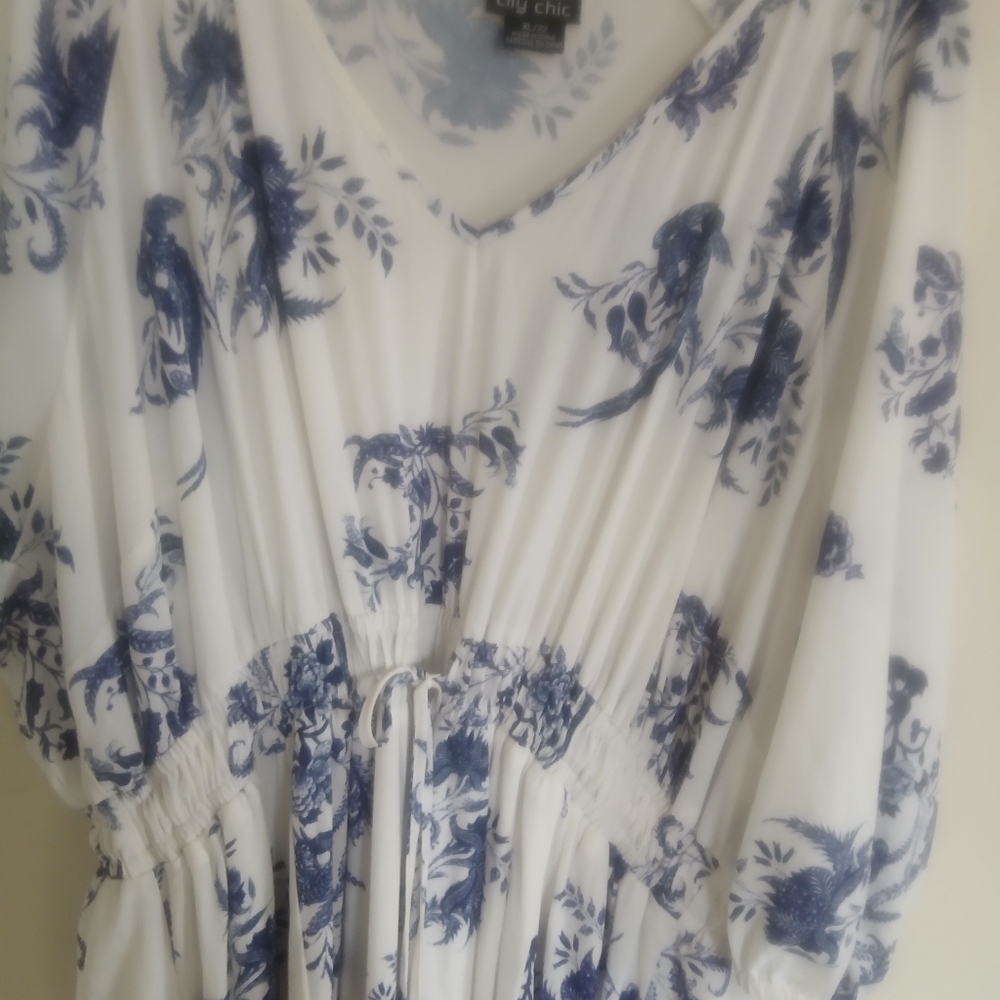 City Chic Ivory and Navy Dress
